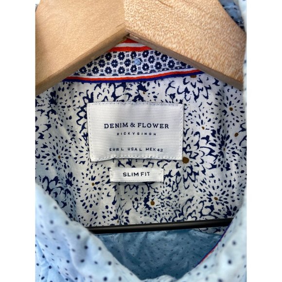 Denim & Flower Short Sleeve Button-Down Shirt Sz L - Picture 6 of 6